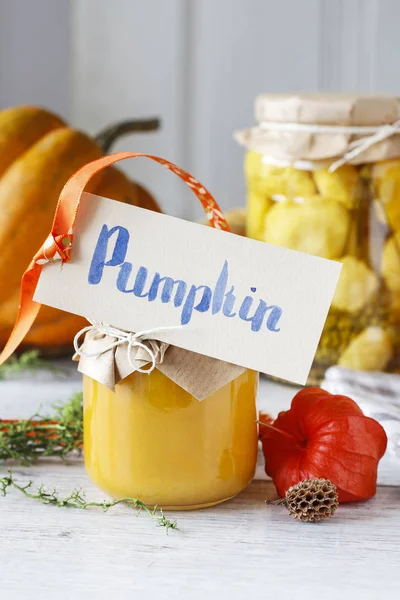 Jar Pumpkin Jams Healthy Food — Stock Photo, Image