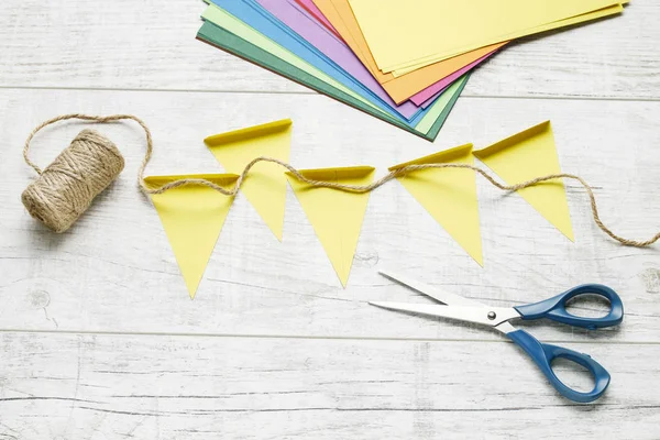 Wie Man Papier Party Dekorationen Machen Schritt Für Schritt Anleitung — Stockfoto