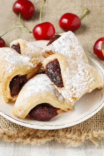 Biscuits Filled Cherry Jam Party Dessert — Stock Photo, Image