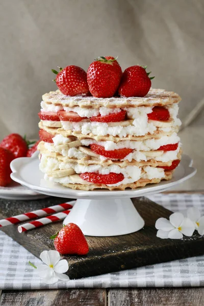 Torta Strato Fragole Dolce Partito — Foto Stock