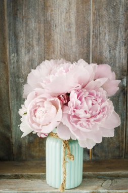 Buket pembe peonies, kopya alanı.