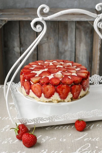 Erdbeerkuchen Kuchenstand Party Dessert — Stockfoto