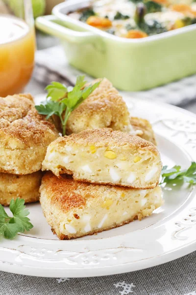 Traditional croquettes stuffed with eggs. Party dish