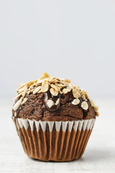 Chocolate Muffin Oatmeal Flakes Party Dessert — Stock Photo, Image