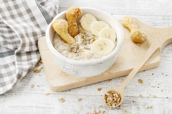 Porridge Bananas Healthy Breakfast — Stock Photo, Image