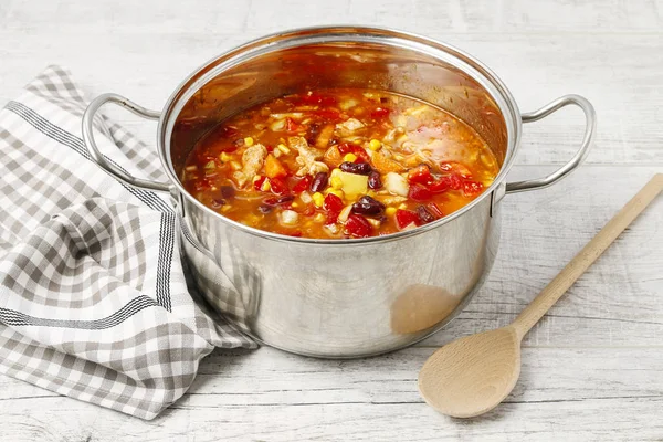 Hot Mexican Soup Vegetables Traditional Dish — Stock Photo, Image