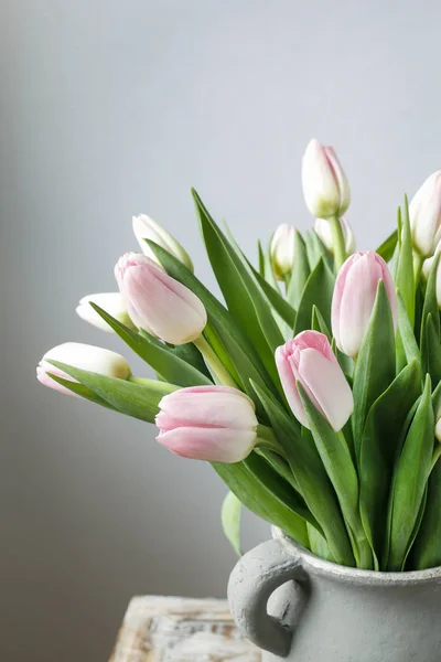 Bouquet of pink tulips. Spring decor