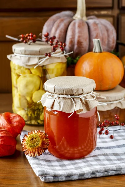 Jar Pumpkin Jam Healthy Food — Stock Photo, Image