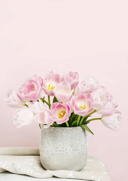 Bouquet Pink Tulips Spring Decor — Stock Photo, Image
