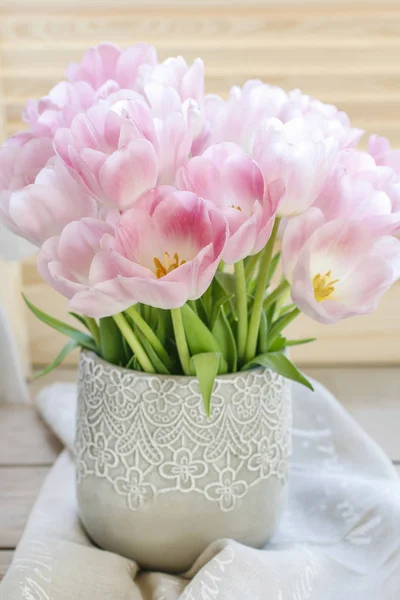 Bouquet Pink Tulips Spring Decor — Stock Photo, Image
