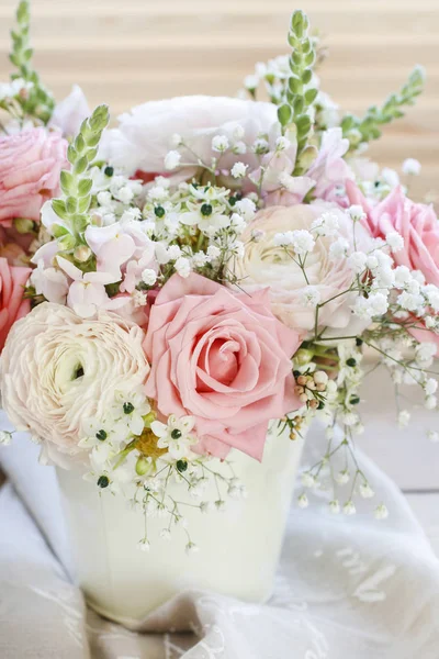 Gül Matthiolas Düğünçiçeği Buket Çiçekler Kartpostal Motifi — Stok fotoğraf
