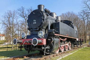 Wieliczka, Polonya-27 Mart 2017: buharlı lokomotif