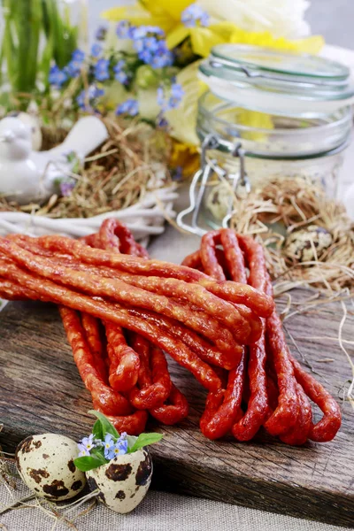 Smoked ham and sausage — Stock Photo, Image