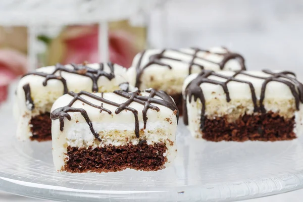 Chocolate and marzipan layer cakes — Stock Photo, Image