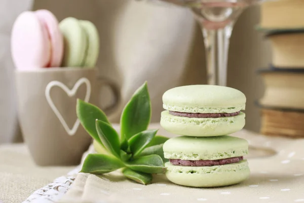 Mint french macaroons — Stock Photo, Image