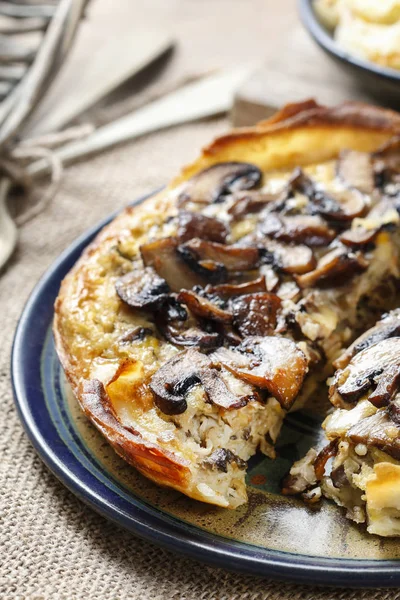 Torta di funghi sul tavolo — Foto Stock