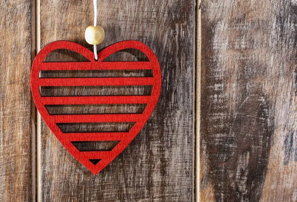 Red heart on wooden background — Stock Photo, Image