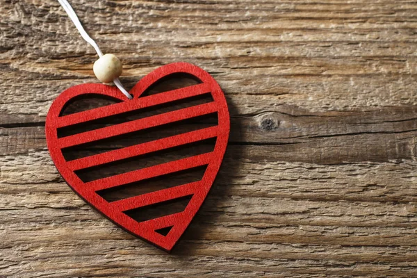 Red heart on wooden background — Stock Photo, Image