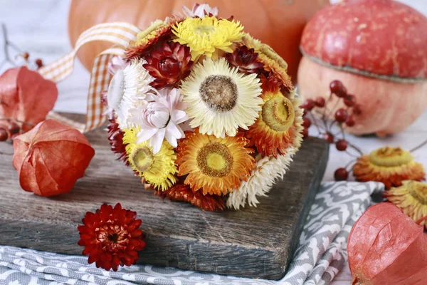 Zierkugel aus Helichrysum bracteatum - ewig flo — Stockfoto