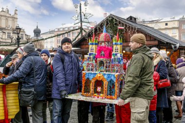 Krakow, Polonya - 01 Aralık 2016: Yıllık Nativity sahneleri Conte