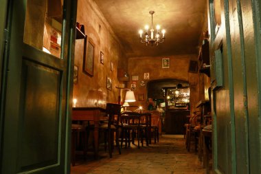 Krakow, Polonya - 03 Mart 2016: Kazimierz, eski Yahudi kuvarsı