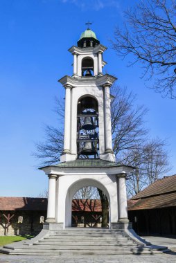 NOWY SACZ, POLAND - MARCH 12, 2016: Bell tower clipart