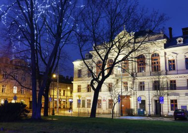 Krakow, Polonya - 24 Aralık 2017: Podgorze distri Belediye Binası