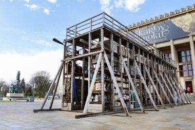 Krakow, Polonya - 27 Haziran 2017: T önünde açık hava sergisi