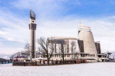 Krakow, Polonya -20 Ocak 2018: İlahi Merhamet Tapınağı, Ro