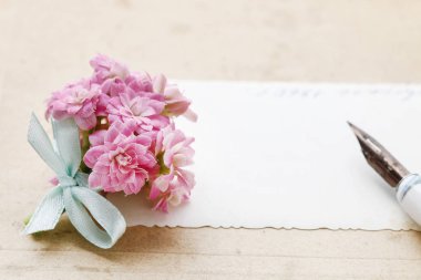 Güzel küçük buket pembe aranjmani blossfeldiana bir
