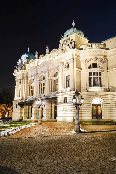 KRAKOW, POLÓNIA - DEZEMBRO 01, 2016: Teatro Juliusz Slowacki em — Fotografia de Stock