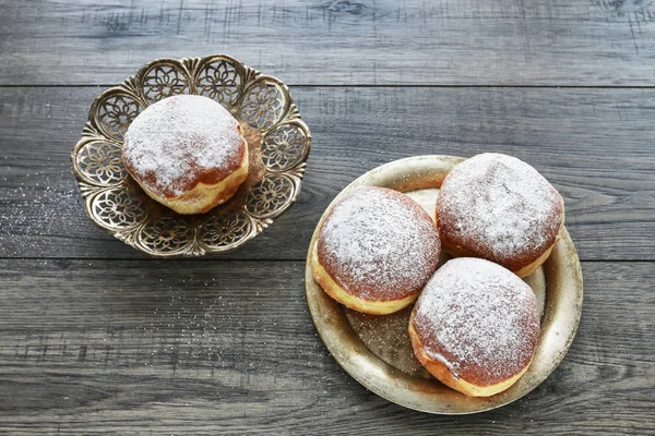 Fat Thursday celebration - traditional polish donuts filled with — Stock Photo, Image