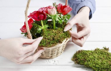 Kırmızı Anemone çiçekler ile sevimli anne günü hediye yapmak nasıl