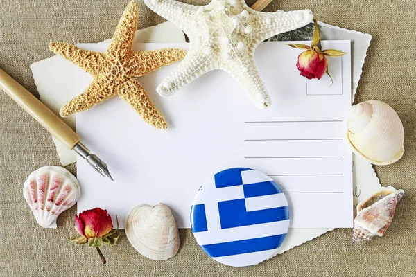 Great Greek holidays. Postcard with blank space — Stock Photo, Image