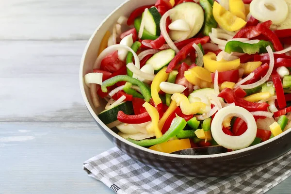 Mixed vegetables on frying pan. — Stock Photo, Image