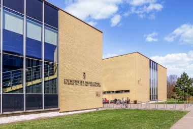 Krakow,Polonya - 11 Nisan 2018: Jagiellonian Üniversitesi. Modern kampüs