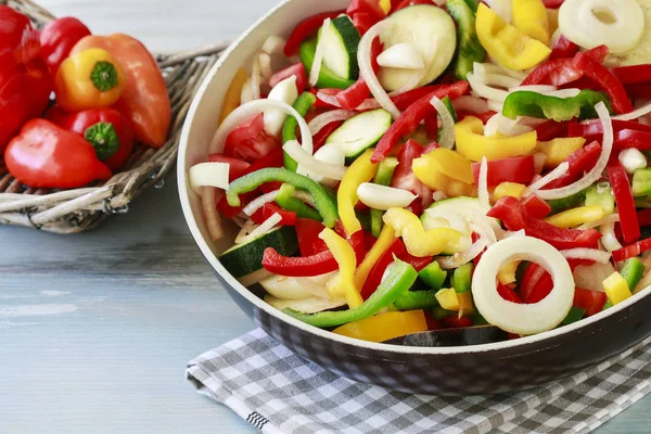 Mixed vegetables on frying pan. — Stock Photo, Image