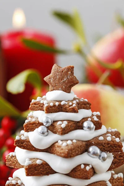 クリスマスジンジャーブレッドクッキー、チュートリアルを作る方法. — ストック写真