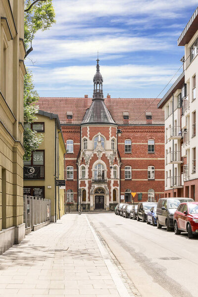 The hospital of Brothers Hospitallers of St. John of God seen in the distance, Krakow, Poland