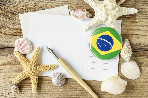 Brezilya'da deniz tatillerinden kartpostal. Tatil dilekleri. — Stok fotoğraf