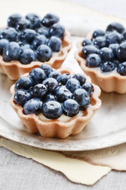 Gümüş tabakta Bluberry kek. 