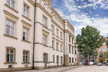 Krakow,Polonya - 11 Mayıs 2018: Kazimierz Mahallesi'ndeki eski tenementler