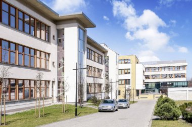 Krakow,Polonya - 11 Nisan 2018: Jagiellonian Üniversitesi. Modern kampüs