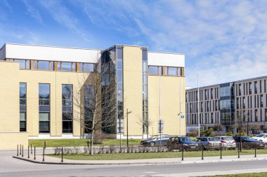 Krakow,Polonya - 11 Nisan 2018: Jagiellonian Üniversitesi. Modern kampüs