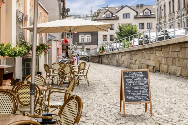 KRAKOW, POLÓNIA - 23 de agosto de 2018: Placa de menu de rua — Fotografia de Stock