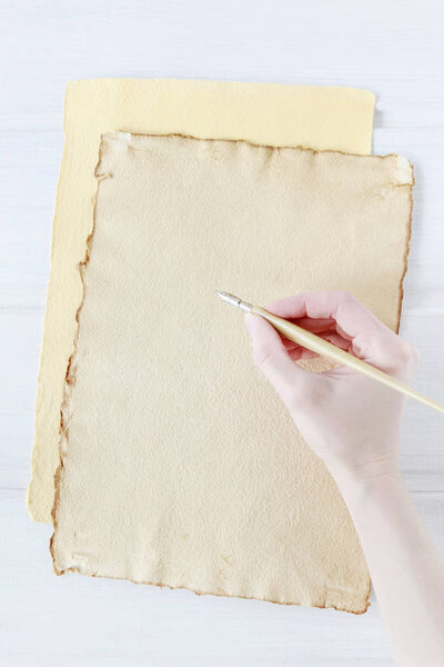 Letter handwritten with a vintage pen, old sheet of paper