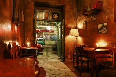 Krakow, Polonya - 03 Mart 2016: Kazimierz, eski Yahudi mahallesi