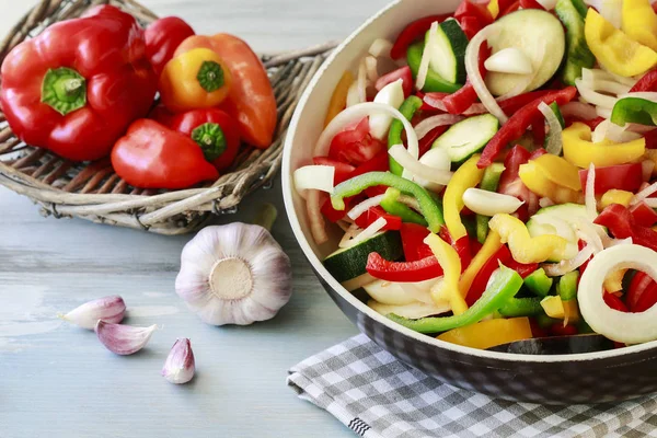 Mixed vegetables on frying pan. — Stock Photo, Image