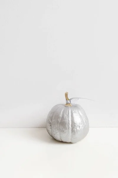 One silver pumpkin on white background — Stock Photo, Image