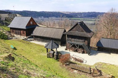 Dobczyce, Polonya - 20 Mart 2019: Kırsal kesimin açık hava müzesi 